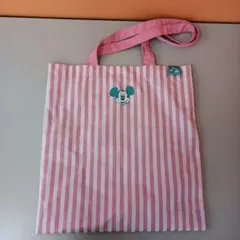 ディズニーリゾート　ミッキー　ピンク ストライプ　トートバッグ