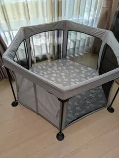 再値下げ【美品】ベビーサークル 日本育児 クラウド（グレー） 雲柄