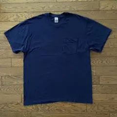 90s 00s フルーツオブザルーム ポケットTシャツ ネイビー 無地