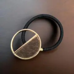 【フォロー割5%オフ‼️未使用】ヘアゴム　ゴールド　丸　チャコールグレー　綺麗め