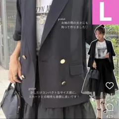 新品未使用　しまむらyunaダブルボタン メッシュジャケット ブラック　Lのサムネイル