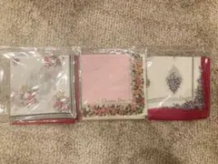 Christian Dior 花柄ハンカチ 3枚セット