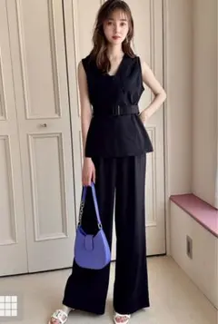 GRL ベルト付きカシュクールチュニック×ワイドパンツ　セットアップ