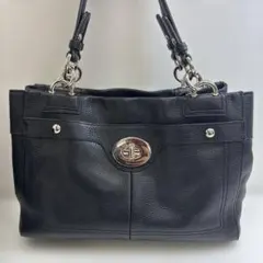 コーチ☆ショルダーバッグ トート　ターンロック　黒革