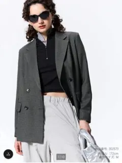 ダブルブレストチェックジャケット(セットアップ可能)