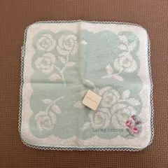LAURA ASHLEY タオルハンカチ ミントグリーン 花柄刺繍 25cm