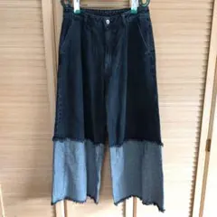 センスオブプレイス キリカエデニムフリンジ ワイドパンツ Мサイズ