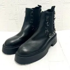希少サイズ　ザラ　ZARA　サイドゴアブーツ　　厚底　フラワー　黒　26.0cm