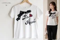 ランバンオンブルー パールリボンTシャツ38 白 美品のサムネイル