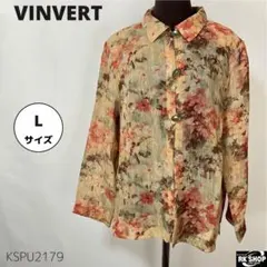 VINVERT トップス 花柄 長袖 シアー ブラウス シャツ 昭和レトロのサムネイル