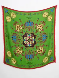 マニプリ オーナメント花柄ウール×シルク120cmストール新品