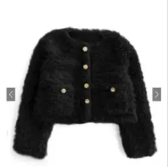 ゴールドボタンシープファージャケット　ブラック