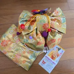 金色 花柄 結び帯