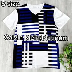 カルバンクライン プラチナム Vネック Tシャツ S 総柄 綿100%