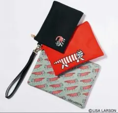 【未開封】GLOW 9月号付録　ねこのマイキー3連ポーチ　リサラーソン