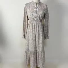 OLIVE des OLIVE 花柄 チャイナボタンワンピース F ベージュ