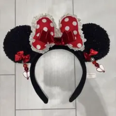 ミニーカチューシャ　赤　水玉　イヤリング　　ディズニー