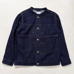 LBC デニムノーカラージャケット インディゴブルー Mサイズ 秋アウター