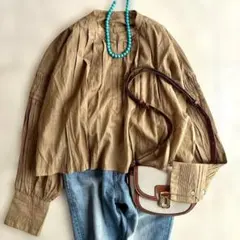 美品 ドアーズ 25SS コットンボイルタックショートシャツ F ベージュ