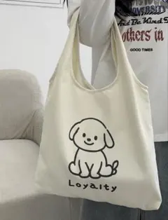通勤から週末まで使える 大容量帆布トートバッグ 軽量カジュアル　犬柄