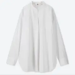 ユニクロ エクストラファインコットン スタンドカラーシャツ長袖 XL ホワイト