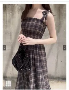 チェック柄リボンシャーリングワンピース tg735 GRL