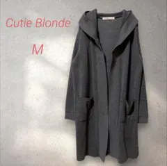 キューティーブロンド フード付ロングカーディガン【M】グレー 羽織り 体型カバー