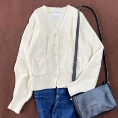 スピックアンドスパン　spick and span パール畦ニット カーディガン