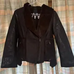 ブラウンレザーショートムートンコート