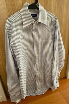 Maker's Shirt 長袖ワイシャツ 白と青のストライプ