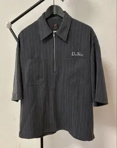 DeeVoo 半袖シャツ ダークグレー ストライプ
