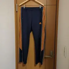 adidas CLIMALITE ジャージパンツ L ネイビー/オレンジ
