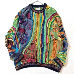 【超希少】COOGI オーバーサイズ3Dニット 魚群 密林モチーフ 2XL相当のサムネイル