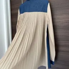 バック　シフォン　プリーツ　シャツ　デニム　M