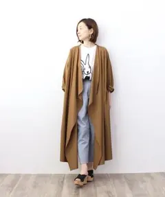 未使用タグ付き　DRESSLAVE コットン アシメ ドレープ ロングコートのサムネイル