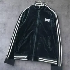 バーバリーブラックレーベル トラックジャケット ベロア 黒 ホースロゴ 刺繍 M