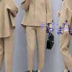 Wセットアップ レディース 秋 冬 ポンチョ パンツ 九分丈 2点セットQ@7