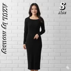AZUL by moussy ブラックロングワンピース Sサイズ ニット