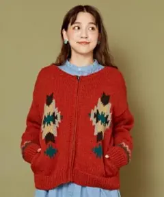 チャイハネ　ラームロ手編みニットカーディガン　Amina エスニックウール100