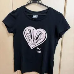 PUMA プーマ Tシャツ ブラック ハートプリント　Mサイズ