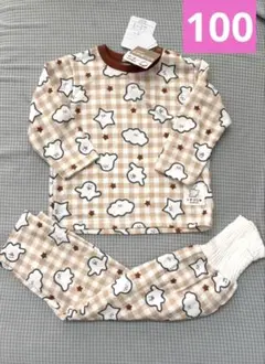【新品未使用】シナぷしゅ パジャマ 100cm チェック柄　しまむら　茶色　長袖
