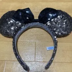 【最終価格】 ディズニー ミッキー耳 カチューシャ 黒 スパンコール