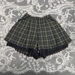 チェック柄レース付きショートパンツ axes femme