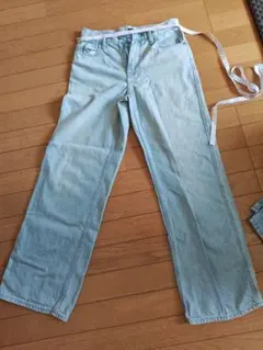 ライトブルー ワイドデニムパンツ