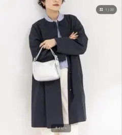 美品　ノーリーズ　紺　ネイビー　ノーカラーコート　ジャケット　ナイロン　日本製のサムネイル