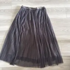 チュールプリーツスカート レース裾 グレーのサムネイル