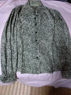 Christian Dior 緑色ペイズリー柄シャツ　絹100% L