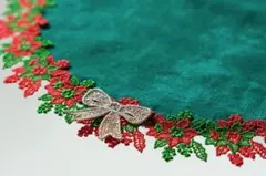 新品未使用★近沢レース店　タオルハンカチ　クリスマスリース　グリーン