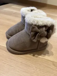 リボン付きブラウンブーツ 14cm