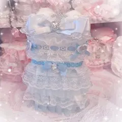 ♡ レースデコ ♡ 小物ケース 猫耳 リボン 水色 トレカケース